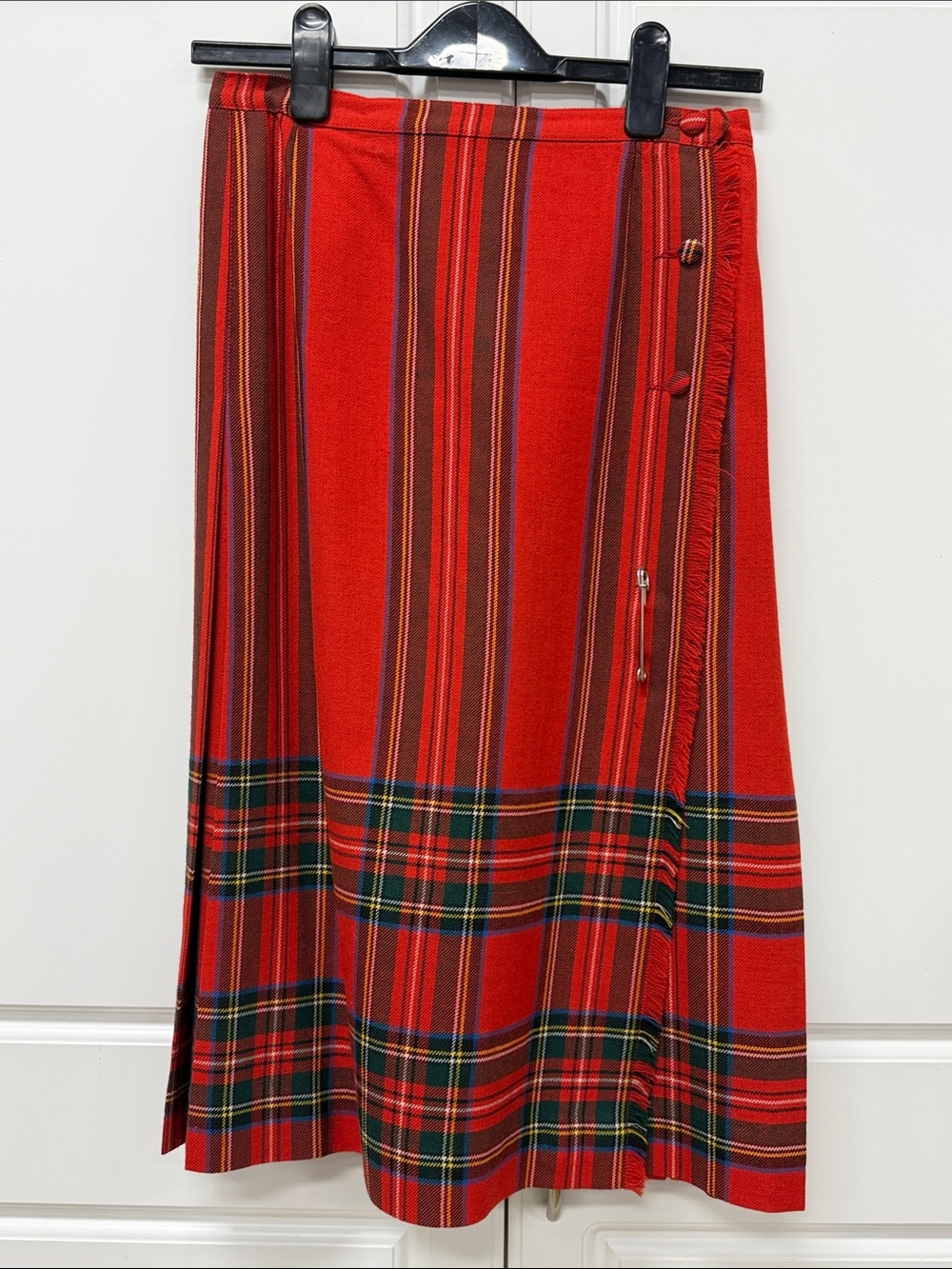 Vintage Aljean Wrap Kilt Wool Skirt Red plaid
